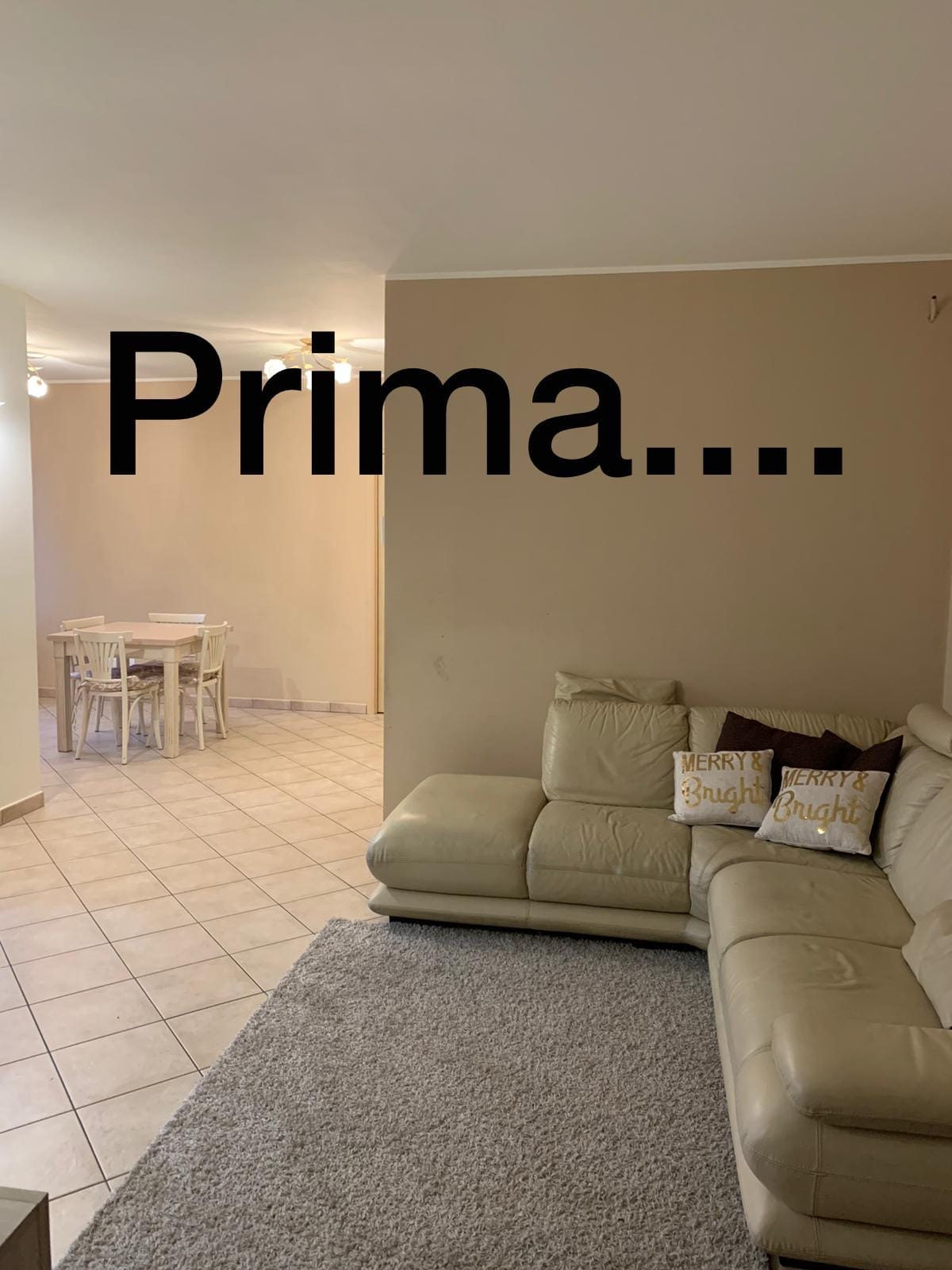 Soggiorno prima del rivestimento in gres effetto legno